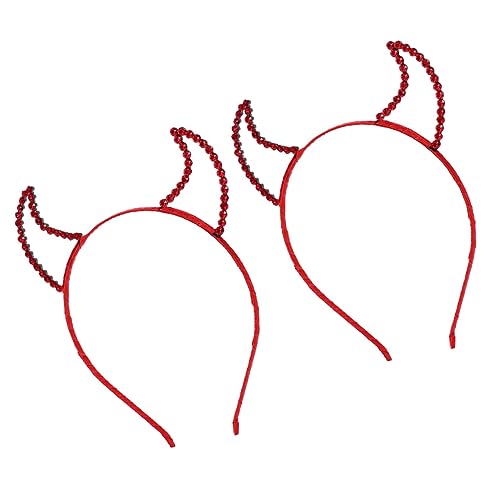 CALLARON 2Stücke Hornhaar Kopfschmuck Für Halloween Teufelshörner Haarreif Mit Glitzersteinen Für Kostümpartys Cosplay Festivals Und Geburtstagsfeiern von CALLARON