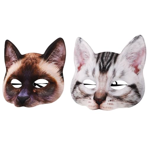 CALLARON 2Stücke Katzenmaske für Halloween Realistische Kostüm Maske für Partys Gummiband Vielseitig Einsetzbar für Cosplay Maskenbälle und CALLARON 2Stücke Katzenmaske für Halloween Realistische Kostüm Maske für Partys Gummiband Vielseitig Einsetzbar für Cosplay Maskenbälle und von CALLARON