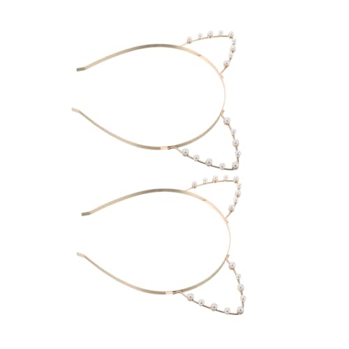 CALLARON 2Stücke Katzenohren Haarreif mit Perlen Süßes Katzenohren Stirnband Kopfbedeckung für Damen Halloween Cosplay Kostümzubehör Haarstyling Accessoires für Partys von CALLARON