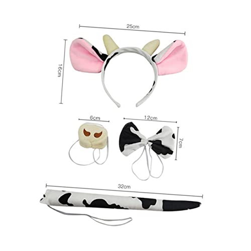 CALLARON 3 Sätze Niedliches Kuh Kostüm Set für Kopfschmuck und Leichtes Cosplay Accessoire für Bühnenauftritte Halloween Geburtstagspartys und Kindergartenveranstaltungen von CALLARON