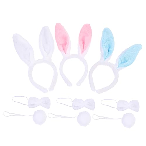 CALLARON 3 Sätze Rabbit Kostüm Zubehör Set Teiliges Set mit Hasenohren Fliege und für Kinderpartys Karneval und Cosplay von CALLARON