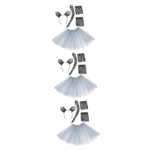 CALLARON 3 Sätze Wolf Kostüm Set mit Ohrenhaarreifen und Tutu Rock für Tier Cosplay und Partys Hochwertige Tierkostüm Accessoires für Unvergessliche Fotos und Veranstaltungen von CALLARON