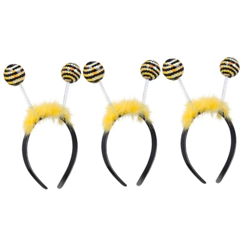 CALLARON 3 Stck Gelber Bienen Haarreif mit Federn und Elastischem Frühling Lustige Party Haar Accessoires für Halloween Weihnachten Karneval Cosplay Kostüm von CALLARON
