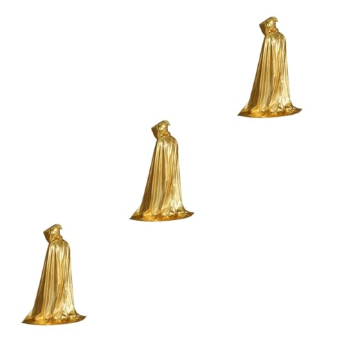 CALLARON 3 Stck Halloween Umhang mit Kapuze XL Stylischer Goldener Party Cape für Damen und Herren Geeignet für Kostüm Halloween und Karnevalspartys Vielseitiges Cosplay Zubehör von CALLARON