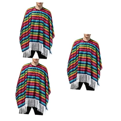 CALLARON 3 Stück Herren Halloween Mexikanischer Umhang mit Fransen Buntes Cosplay Kostüm Traditioneller Mexico Cloak für Karneval und Party Overized Design Festliche Verkleidung Erwachsene CALLARON 3 Stück Herren Halloween Mexikanischer Umhang mit Fransen Buntes Cosplay Kostüm Traditioneller Mexico Cloak für Karneval und Party Overized Design Festliche Verkleidung Erwachsene von CALLARON