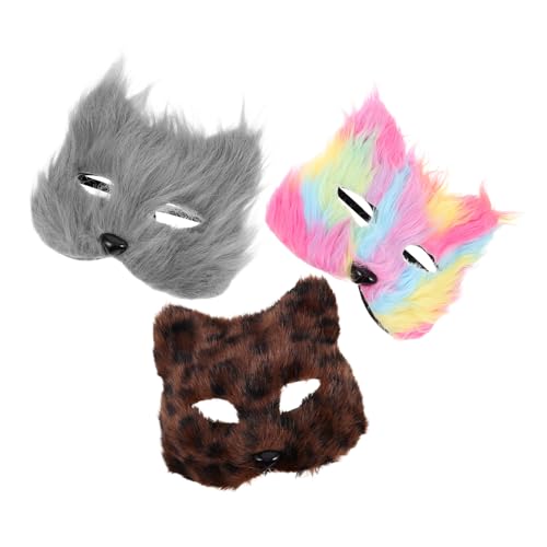 CALLARON 3 Stück Teiliges Fuchs-kostümset Furry Masken aus Weichem Plüsch Realistische Tiergesichtsbedeckung für Halloween Karneval Party und Bühnenauftritte Unisex Leicht und Vielseitig von CALLARON
