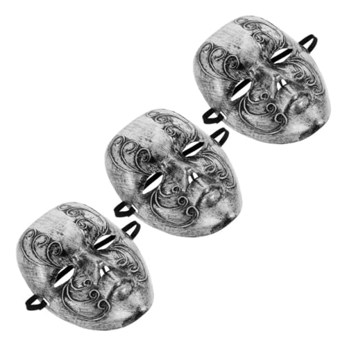 CALLARON 3 Stück Teiliges Venezianische Vollgesichts Masken aus Vintage Karneval Kostüm Silberfarbene Masquerade Masken für Herren Geeignet für Halloween Maskenball und Party CALLARON 3 Stück Teiliges Venezianische Vollgesichts Masken aus Vintage Karneval Kostüm Silberfarbene Masquerade Masken für Herren Geeignet für Halloween Maskenball und Party von CALLARON