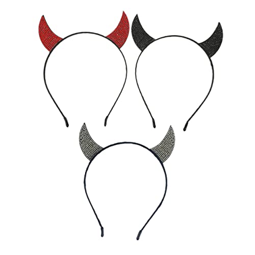 CALLARON 3 Stück Teufelshorn Haarreifen für Halloween Dekorative Haarbänder für Kostüme Cosplay und Partys Schwarz Rot Weiß von CALLARON