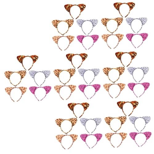 CALLARON 35 Stück Teiliges Leopardenmuster Katzenohren Haarreifen Animal Ear Headband Kreative Party Kopfbedeckung für Karneval Festival Kostüm von CALLARON