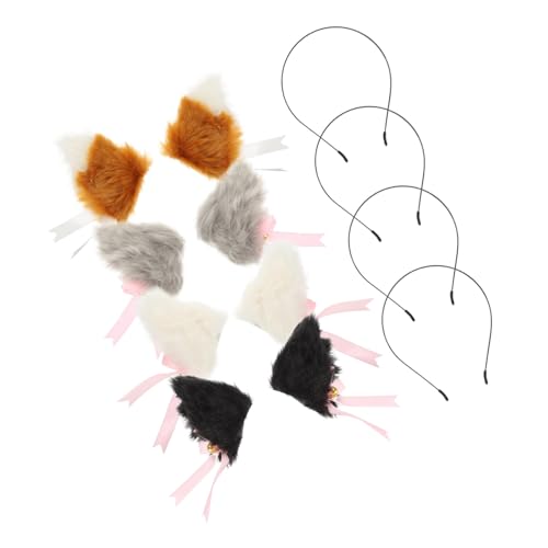 CALLARON 4 Paare Haarnadel mit Katzenohren plüschige katzenohren kopfbedeckung Haarzubehör für Mädchen Katzenohren Haarband Cosplay Cosplay-Kopfschmuck Dekorative Haarnadeln von CALLARON