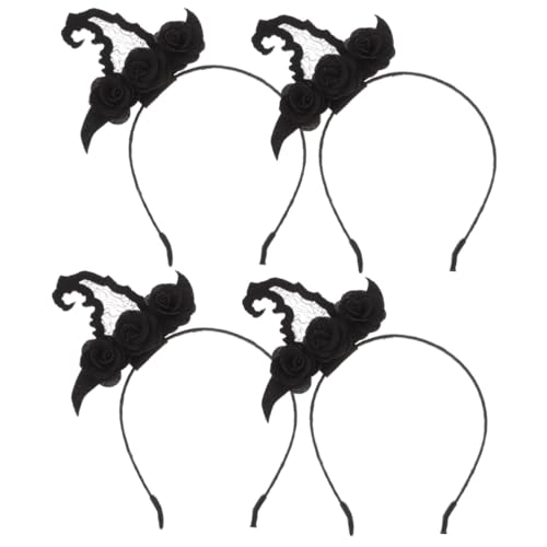 CALLARON 4 Stck Halloween Haarreifen Hexenhut Schwarz Leichtes Cosplay Stirnband für Halloween Partys Karneval und Kostümzubehör Komfortabler und Modischer Haarschmuck CALLARON 4 Stck Halloween Haarreifen Hexenhut Schwarz Leichtes Cosplay Stirnband für Halloween Partys Karneval und Kostümzubehör Komfortabler und Modischer Haarschmuck von CALLARON