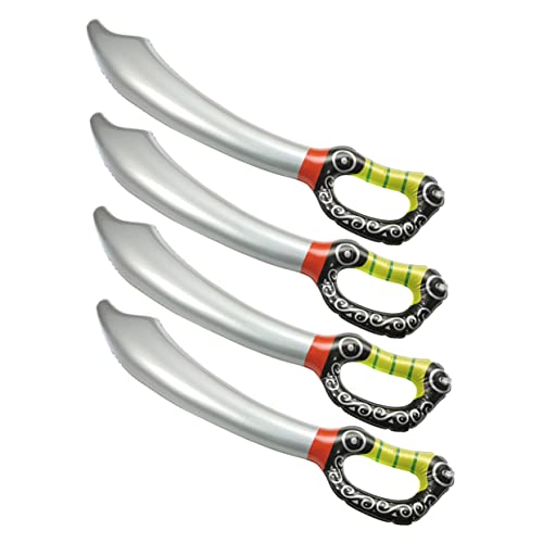 CALLARON 4 Stück Aufblasbares Piratenschwert Teiliges PVC für Halloween Kostümpartys und Piraten Cosplay Leicht zu Transportieren für Geburtstagsfeiern von CALLARON