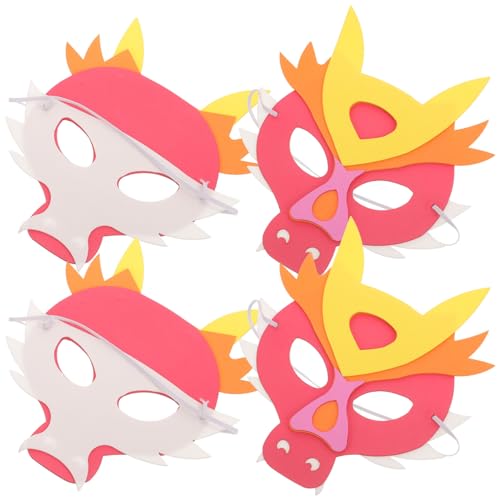 CALLARON 4 Stück Drachenmaske Chinesisches Neujahr Drachenmaske 2024 Jahr Des Drachen Maskerade Tierkostüm Requisiten Für Frühlingsfest Cosplay Requisite von CALLARON