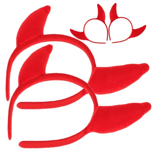 CALLARON 4 Stück Halloween Haarreif Teilig Teufelshörner Kopfschmuck Rot Bequem und Hautfreundlich für Party Cosplay Halloween Kostüme Damen Dekorativer Haarschmuck mit Kreativem Design von CALLARON