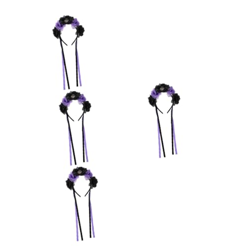 CALLARON 4 Stück Halloween Haarschmuck mit Rosen Stirnband für Damen Komfortabler Kopfschmuck für Tag Toten Halloween Kostüm Cosplay Party Zubehör von CALLARON