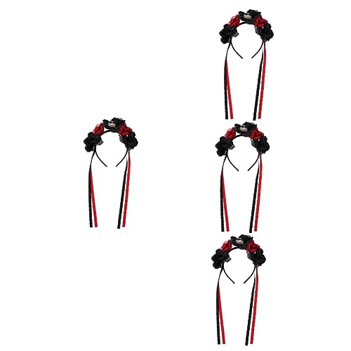 CALLARON 4 Stück Halloween Stirnband Damen Creative Haarreif Rote Rosen Haarschmuck für Tag Toten Party Cosplay und Halloween Kostüm CALLARON 4 Stück Halloween Stirnband Damen Creative Haarreif Rote Rosen Haarschmuck für Tag Toten Party Cosplay und Halloween Kostüm von CALLARON