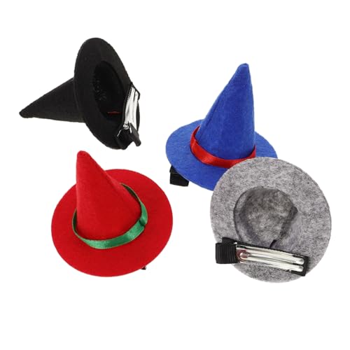 CALLARON 4 Stück Kleiner Hexenhut Haarspangen für Halloween Kostüm Haaraccessoire Dekorative Clips für Frauen und Mädchen Langlebig und für Themenpartys von CALLARON