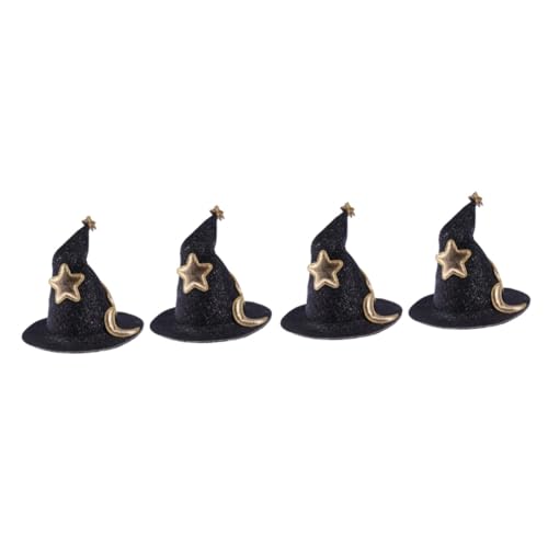 CALLARON 4 Stück Teiliges Halloween Haarklammer Set Kleine Schwarze Hexenhut Haarspangen Biegbar und Langlebig Haarschmuck für Mädchen und Erwachsene Kostüm Accessoires für Halloween Party von CALLARON