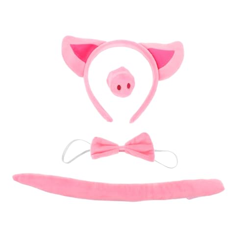 CALLARON 4 Stück Teiliges Schwein Kostüm Set Leichtes Tierkostüm Zubehör mit Plüsch Ohren Stirnband Schweinenase und Fliege für Halloween Karneval Party CALLARON 4 Stück Teiliges Schwein Kostüm Set Leichtes Tierkostüm Zubehör mit Plüsch Ohren Stirnband Schweinenase und Fliege für Halloween Karneval Party von CALLARON