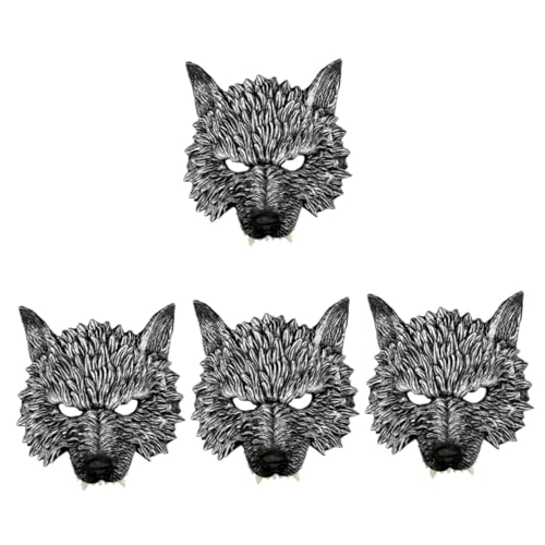 CALLARON 4 Stück Werwolf-Maske Wolf halbes Gesicht Karnevalsparty Regenbogen-Tischdekoration Katze für Erwachsene kinder masken Cosplay-Zubehör Wolfsmaske Halloween Requisiten PU-Schaum von CALLARON