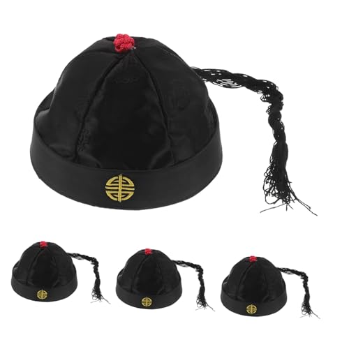 CALLARON 4stücke Chinesischer Kaiser-hut Mit Pferdeschwanz Traditionelle Kopfbedeckung Orientalische Party-cosplay-kappe Für Erwachsene Bühnenkostümzubehör Antikes Chinesisches von CALLARON