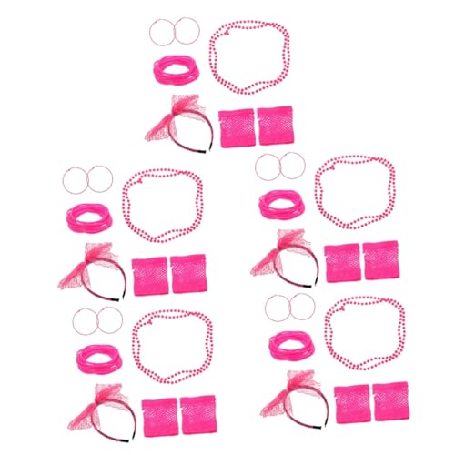 CALLARON 5 Sätze Jahre Kostüm Zubehör Set Halskette Haarreifen Handschuhe Armband Brille für Karneval und Mottoparty Leicht Wiederverwendbar für Feierlichkeiten und Festivals von CALLARON