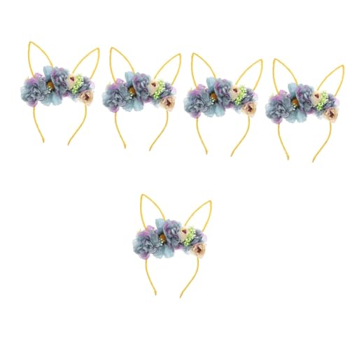 CALLARON 5 Stück Bunny Ears Headband Mädchen Haarreif Party Kostüm Zubehör Hasenohren Haarband für Geburtstagsfeier Fasching Cosplay Gelb Blau von CALLARON
