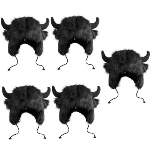 CALLARON 5 Stück Flauschige Ox Horn Mütze für Cosplay Einheitsgröße Warm und Winddicht Perfektes Accessoire für Kostümpartys und Maskeraden und Auffällig CALLARON 5 Stück Flauschige Ox Horn Mütze für Cosplay Einheitsgröße Warm und Winddicht Perfektes Accessoire für Kostümpartys und Maskeraden und Auffällig von CALLARON