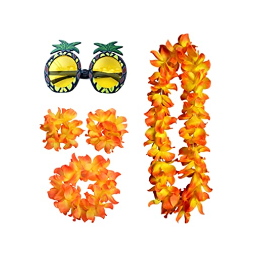 CALLARON 5 Stück Teiliges Hawaii Party Set mit Orangem Blumenkranz Ananas Sonnenbrille Armband und Kopfschmuck Leichte Langlebige Accessoires für Lustige Kostüm und Fotoprops bei Tanz und CALLARON 5 Stück Teiliges Hawaii Party Set mit Orangem Blumenkranz Ananas Sonnenbrille Armband und Kopfschmuck Leichte Langlebige Accessoires für Lustige Kostüm und Fotoprops bei Tanz und von CALLARON