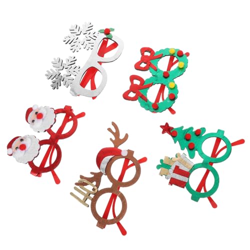 CALLARON 5 Stück Teiliges Leichte Kostümbrillen mit Schneeflocken Christbaum Motiven Festliche Foto-requisiten für Silvester-party und Weihnachtsdekoration von CALLARON