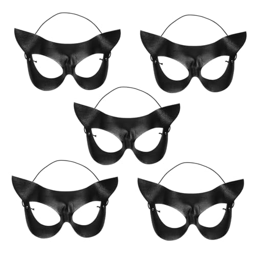 CALLARON 5 Stück Teiliges Schwarze Katzen halbgesichtsmaske Leichte Masquerade Party Maske Vielseitig für Halloween Karneval Cosplay und Kostümfeiern Komfortabel für Lange Nutzungdauer von CALLARON