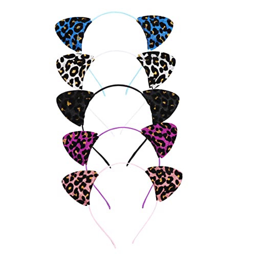 CALLARON 5Stücke Katzenohren Haarband Teiliges Glitzer Leopardenkopfschmuck für Partys Festivals Halloween Langlebig und Sicher Fotorequisiten für Unvergessliche CALLARON 5Stücke Katzenohren Haarband Teiliges Glitzer Leopardenkopfschmuck für Partys Festivals Halloween Langlebig und Sicher Fotorequisiten für Unvergessliche von CALLARON