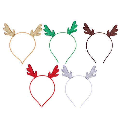 CALLARON 5Stücke Weihnachts Stirnband Mit Glitzergeweihen Festlicher Haar Schmuck Für Partys Geburtstagsfeiern Und Cosplay Und Leicht Und Formbeständig von CALLARON
