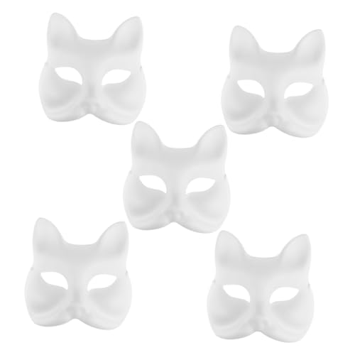 CALLARON 5st Handbemalte Maske Japanische Handbemalte Diy-maske Katzenmaske Selber Machen Therian-maske Maskeradezubehör Tierische Verkleidungsmasken Graffiti Kind Leer Papier Weiß von CALLARON