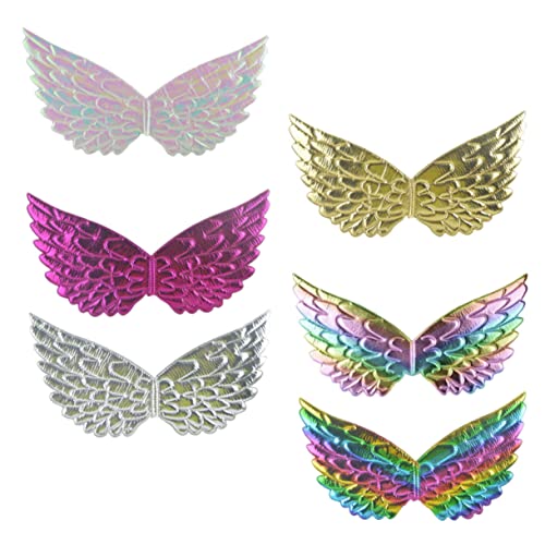 CALLARON 6 Stück Teiliges Bunte Metallic Kinderkostüm Flügel für Mädchen Partydeko Fasching Karneval Cosplay Zubehör Leicht und Langlebig von CALLARON