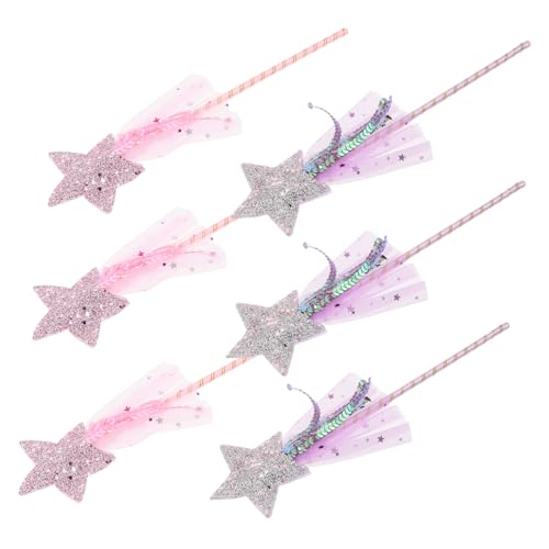 CALLARON 6 Stück Teiliges Feenstab Glitzernde Prinzessin Glitzer-Feenstäbe Leichtes Handheld Kostümzubehör für Party Bühnenauftritt Rollenspiel und Verkleidung von CALLARON