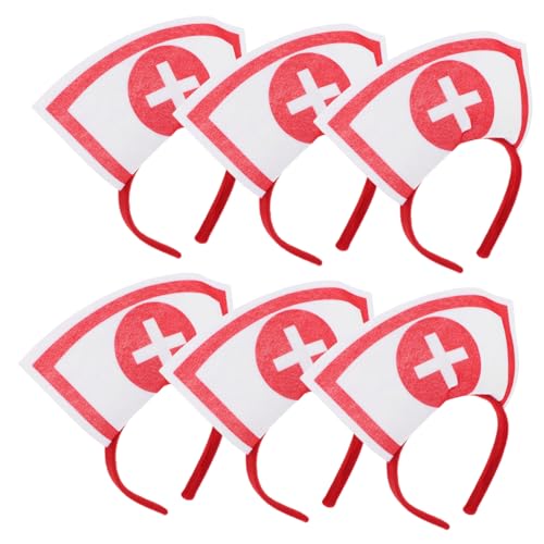 CALLARON 6 Stück Teiliges Halloween Cosplay Krankenschwester Haarreifen Rotes Herz Design Party Foto Requisiten Komfortabel Passend für Kostüm Karneval Dressing Up von CALLARON