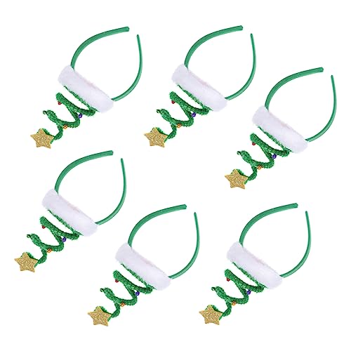 CALLARON 6 Stück Teiliges Weihnachts Haarreif für Leichte Frühlingsspirale Weihnachtsbaum Kopfschmuck Festliches Partyzubehör für Mädchen Design für Weihnachten und Karneval von CALLARON