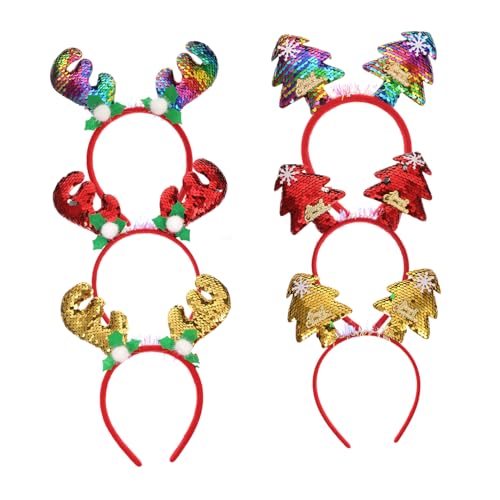 CALLARON 6 Stück Teiliges Weihnachts Haarreifen mit Pailletten Rentiergeweih und Weihnachtsbaum Design Festliches Party Accessoire für Damen für Xmas Feiern und Kostüme von CALLARON
