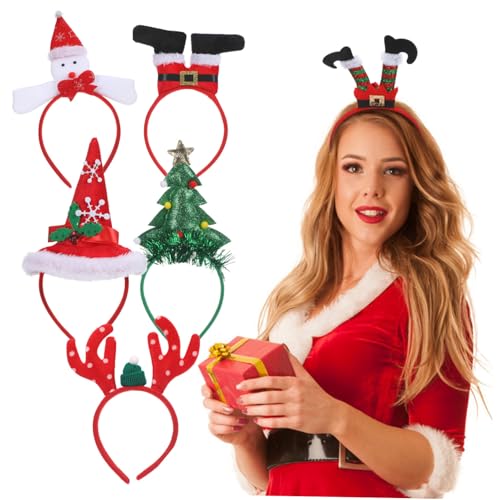 CALLARON 6 Stück Weihnachtliche Haarreifen Rentier Geweih Stirnband Festlicher Haarschmuck für Frauen und Familie Gruppenfeier Weihnachten Party Accessoires von CALLARON