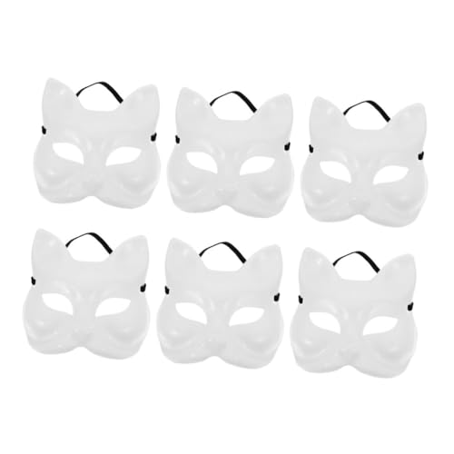 CALLARON 6Stücke Unbemalte Cosplay Masken Für Frauen DIY Maskerade Masken Leere Fuchs Maske Bemalen Requisiten Für Karneval Fasching Kreative Bastelideen Für Partys von CALLARON