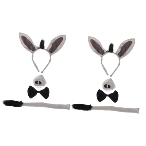 CALLARON 8 Stück Teiliges Halloween Eselkostüm Set für Ohren Haarreif Fliege und Nase Niedliches Tierkostüm für Jungen und Mädchen für Karneval und Kostümparty von CALLARON
