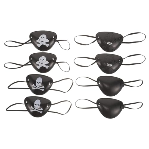 CALLARON 8 Stück Teiliges Halloween Piraten Augenklappen Lustige Cosplay Augenmaske mit Muster für Erwachsene für Kostümpartys und Karneval von CALLARON