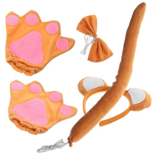 CALLARON Affenkostüm Set für Teiliges Set mit Affenohren Haarband Fliege und Handschuhen für Karneval Halloween und Tierkostüm Events von CALLARON