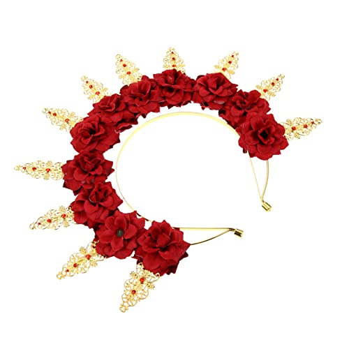CALLARON Blumenkranz Tiara Haarschmuck mit Feiner Verarbeitung Rote Runde Krone für Hochzeiten Partys und Festivals Stilvolles Haarband mit Eleganten Details Langlebig und Bequem CALLARON Blumenkranz Tiara Haarschmuck mit Feiner Verarbeitung Rote Runde Krone für Hochzeiten Partys und Festivals Stilvolles Haarband mit Eleganten Details Langlebig und Bequem von CALLARON