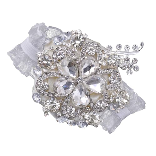 CALLARON Bridal Shower Corsage mit Perlen und Strass Silbernes Armband Seide Hochzeitsschmuck für Brautjungfern Mutter der Braut und Festliche Anlässe Wie Valentinstag Cocktailparty von CALLARON