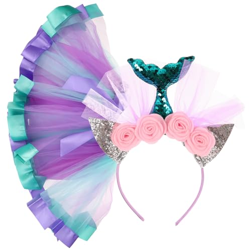 CALLARON Buntes Tüllrock Set für Mädchen mit Meerjungfrau Haarreif Bequemes Kostüm für Party Bühne Cosplay und Tanz Mittlere Leicht und Glänzend für Verkleidungen und Geburtstagsfeiern CALLARON Buntes Tüllrock Set für Mädchen mit Meerjungfrau Haarreif Bequemes Kostüm für Party Bühne Cosplay und Tanz Mittlere Leicht und Glänzend für Verkleidungen und Geburtstagsfeiern von CALLARON