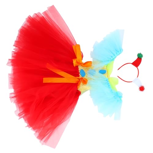CALLARON Clown Kostüm mit Tüll Tutu Rock und Passendem Haarreif Buntes Zirkus Outfit für Mädchen Halloween Verkleidung Bühnenkostüm für Karneval und Rollenspiele Jahre von CALLARON