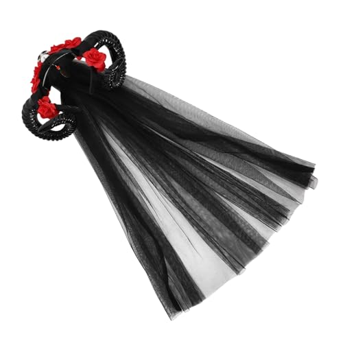 CALLARON Cosplay Haarreif mit Schäfchenhörnern und Roten Rosen Langlebiges Kunststoff Material Bequemes Halloween Accessoire für Gothic Party und Kostümfeiern von CALLARON
