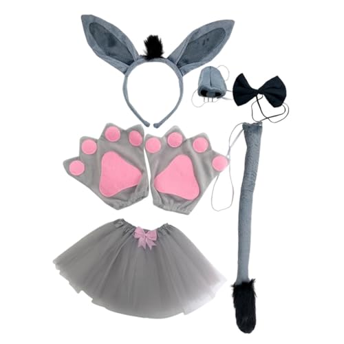 CALLARON Donkey Kostüm Set mit Stoffohren Stirnband und Requisiten Tierkostüm Cosplay Zubehör für Karneval Party Bühnenauftritte Erwachsene von CALLARON